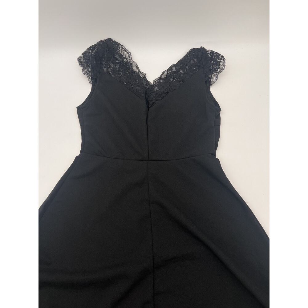Emery Rose Black Lace Trim V-Neck Fit & Flare Dress Women's Size S NEW